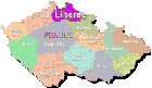 Liberec on Czech map